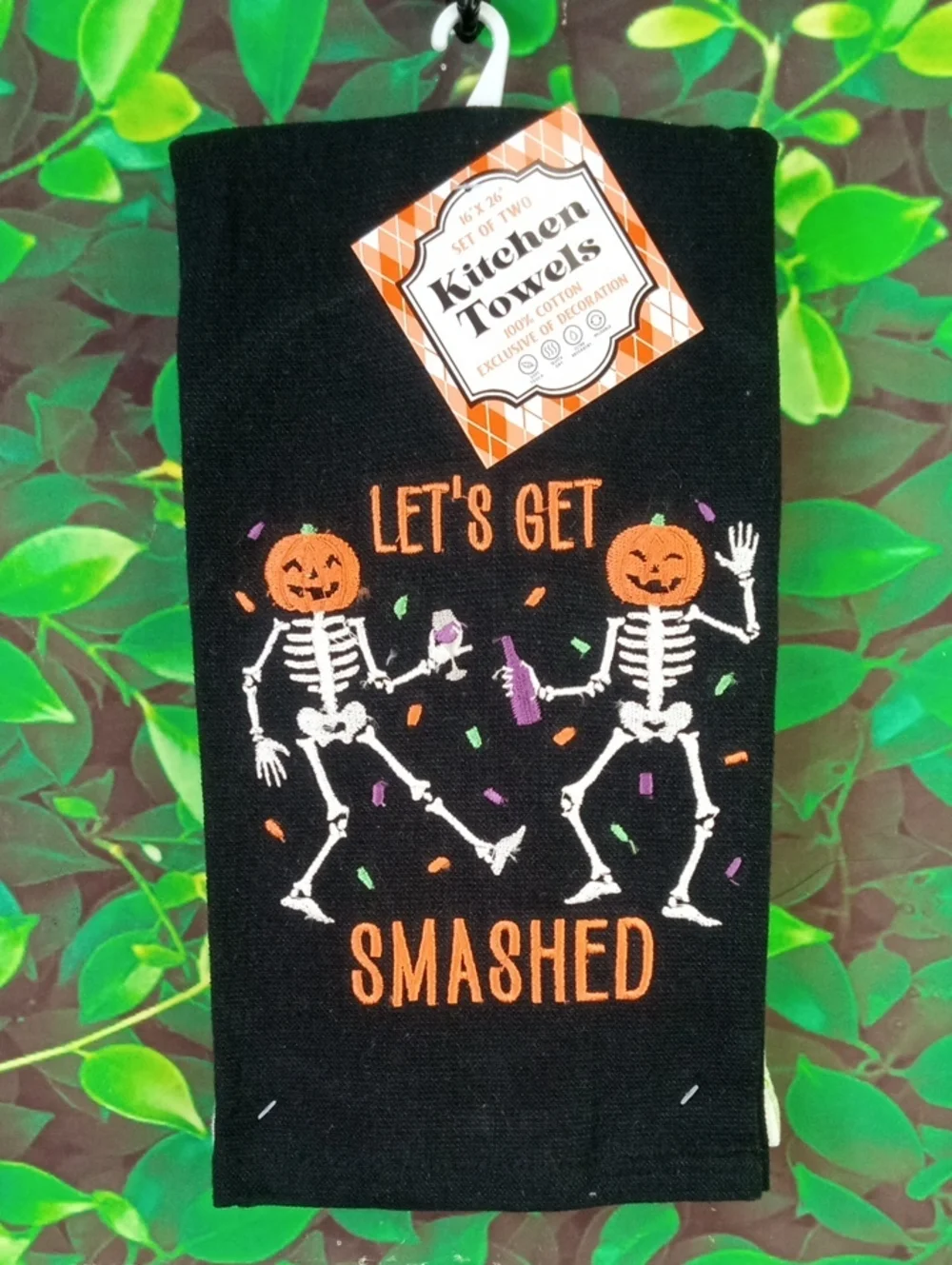 👻 Halloween 'Let's Get Smashed' Black Kitchen Towel Set
